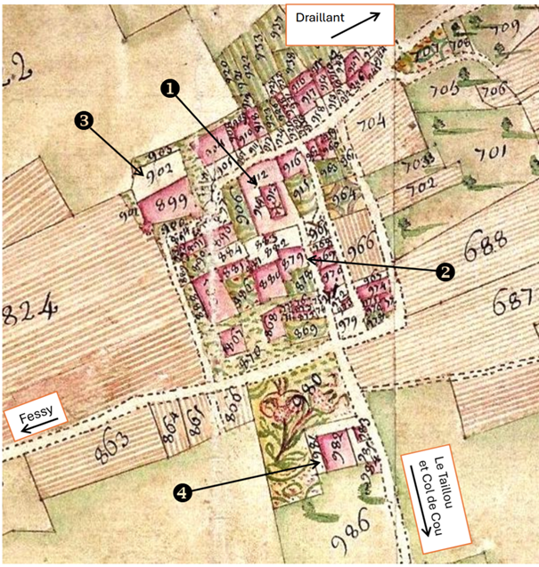 Carte du chef-lieu de Cervens - Mappe sarde 1730